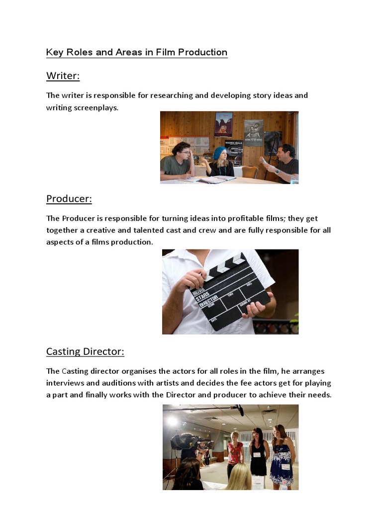 Key Roles In Film Production Explained Pdf