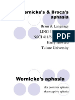 Wernicke's & Broca's Aphasia: Brain & Language LING 411/412/489 NSCI 411/611/489/689 Harry Howard Tulane University
