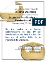 Anuncio Estancia Académica o Profesional 2014-2