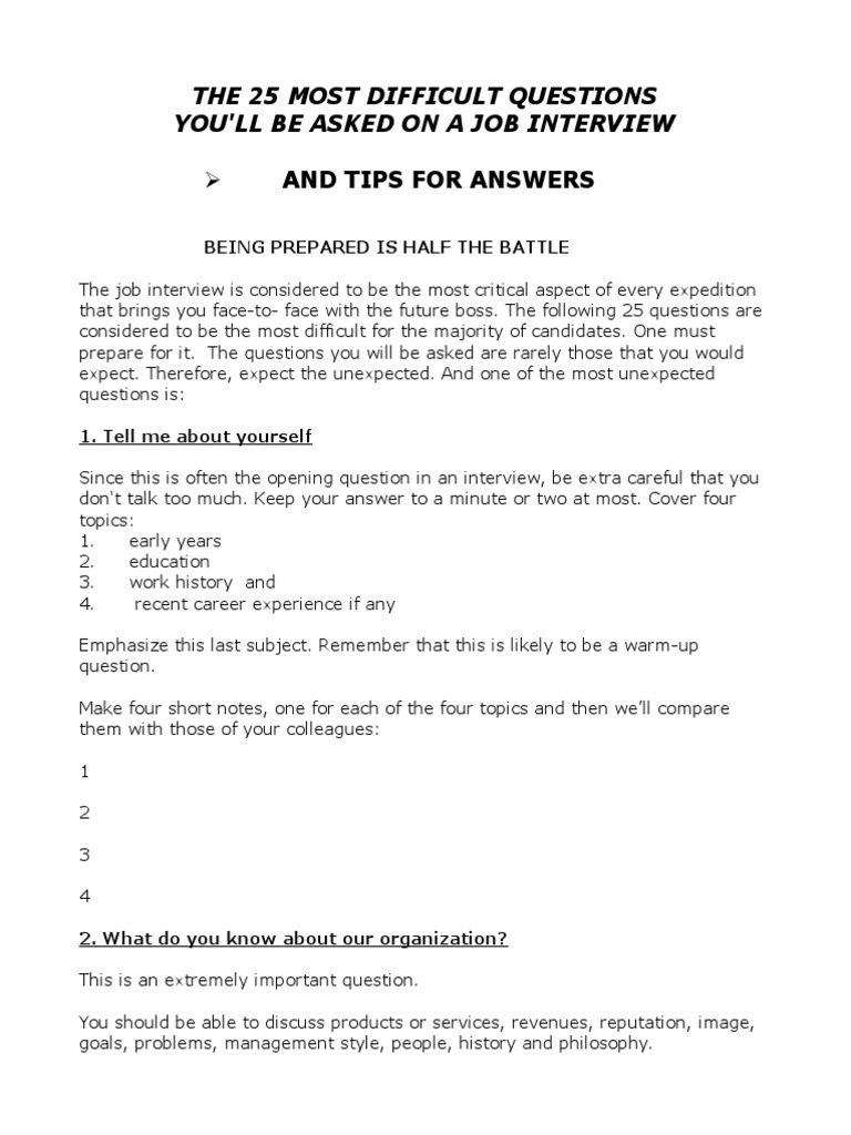 The 25 Most Difficult Questions You'Ll Be Asked On A Job Interview