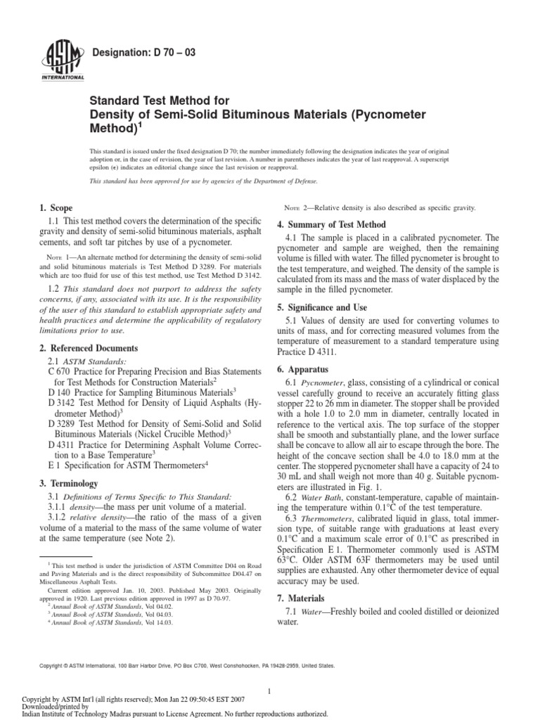 D70.1737-1-Density of Semi-Solid Bituminous Materials (Pycnometer ...