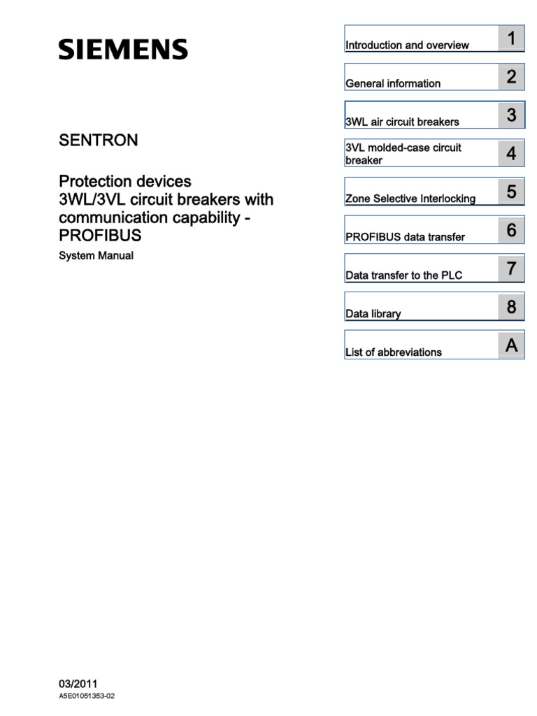 SENTRON WL VL Circuit Breakers With Communication Capability PROFIBUS ...