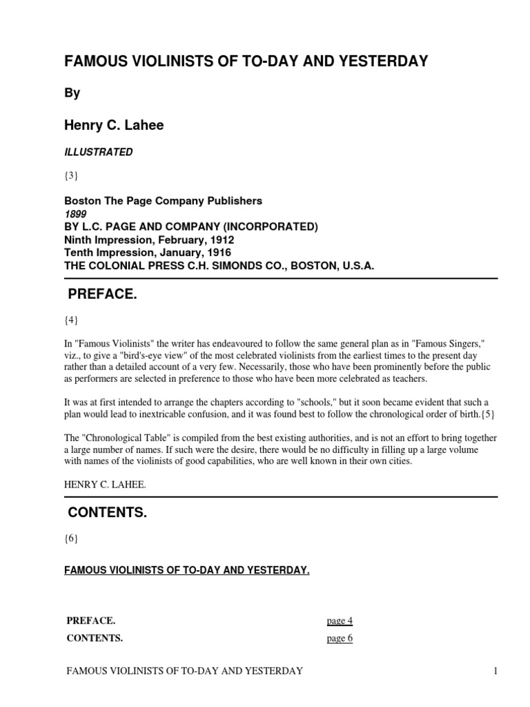 Famous Violinists of ToDay and Yesterday by Lahee, Henry Charles, 1856