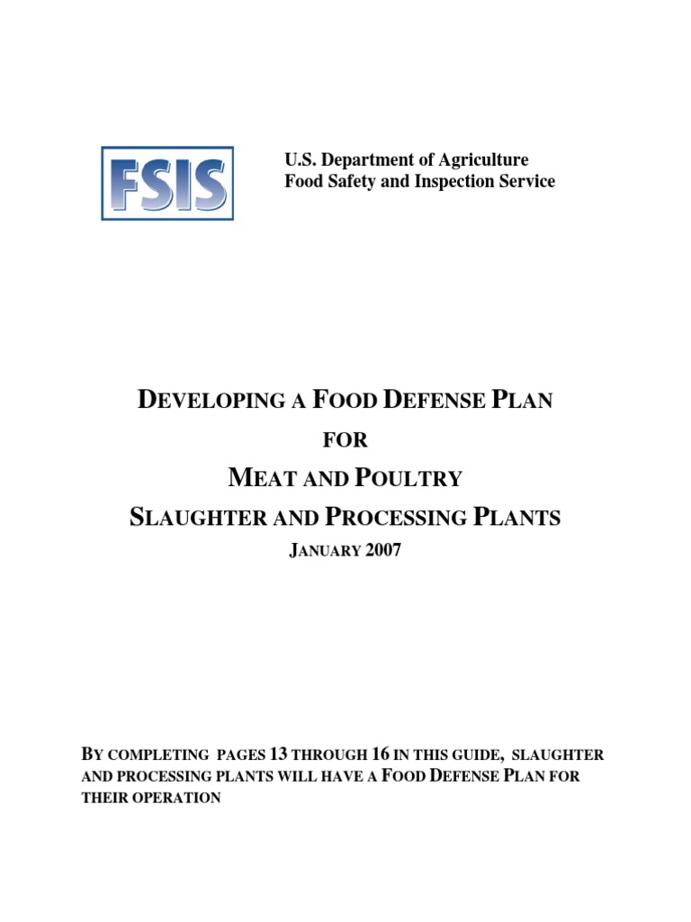 USDA Food Defense Plan PDF Food Safety Hazard Analysis And