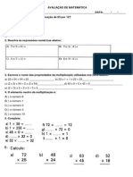 Avaliação de Matemática