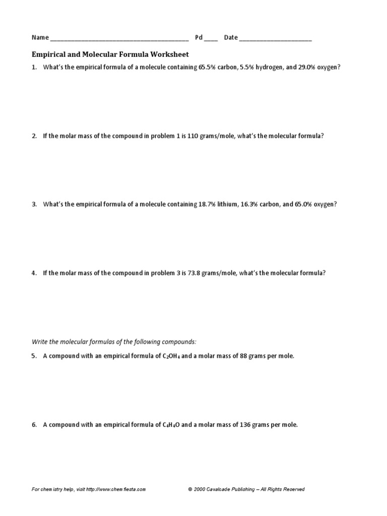 Worksheets Molecular Formula Worksheet worksheet empirical formulas mytourvn study site and molecular formula mole unit chemical compounds