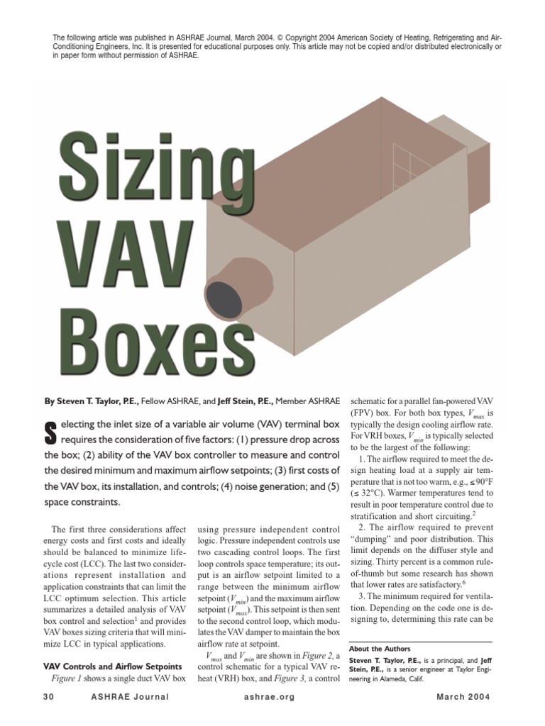 ASHRAE SizingVAV Boxes PDF Analog To Digital Converter Hvac