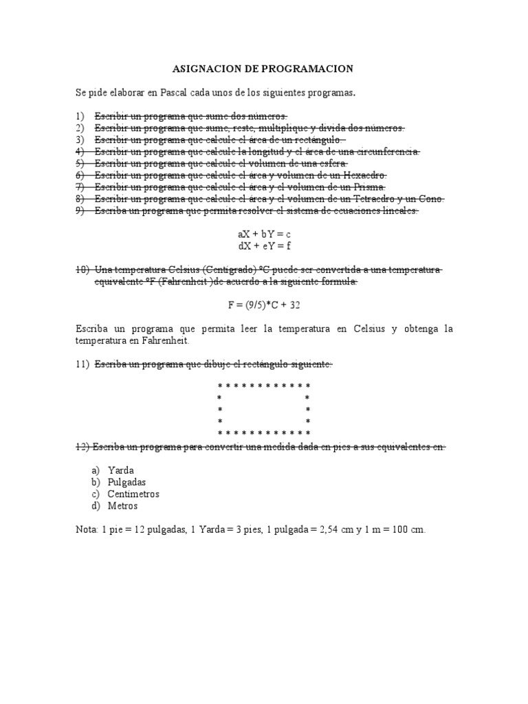 Programación Básica en Pascal | PDF | Pie (unidad) | Celsius