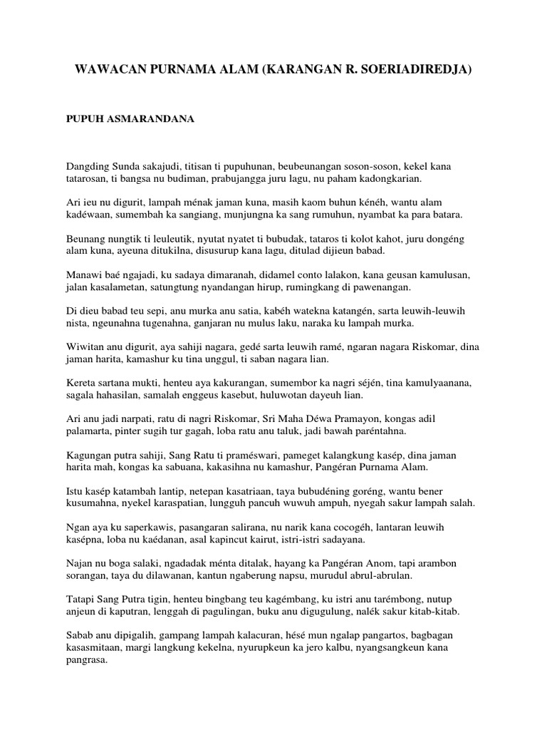 Contoh Wawacan Sunda Himpunan Soal