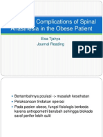 Procedural Complications of Spinal Anasthesia in the Obese