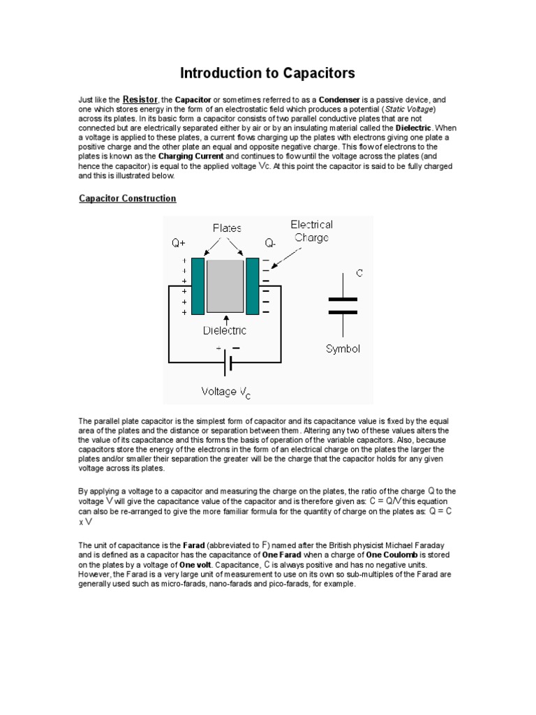 Introduction To Capacitors PDF Capacitor Series And Parallel Circuits