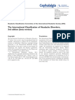 International Headache Classification III ICHD III 2013 Beta