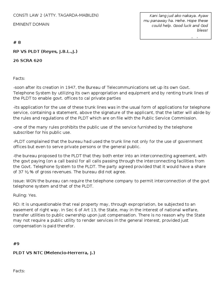 Eminent Domain Cases 8 9 11 PDF Eminent Domain Law And Economics