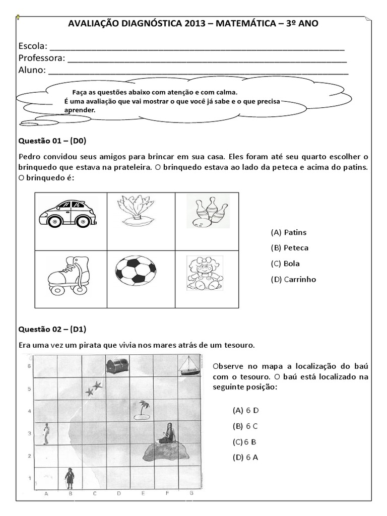 Av. Diag. 1 (Mat. 3º Ano) - (Blog Do Prof. Warles) PDF | PDF