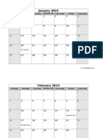 2014 Monthly Sun Us Holidays Landscape A