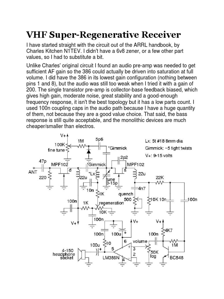 VHF Super Regenerative Receiver Frequency Modulation Electronic