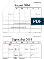 Visitation School Calendar 2014-2015