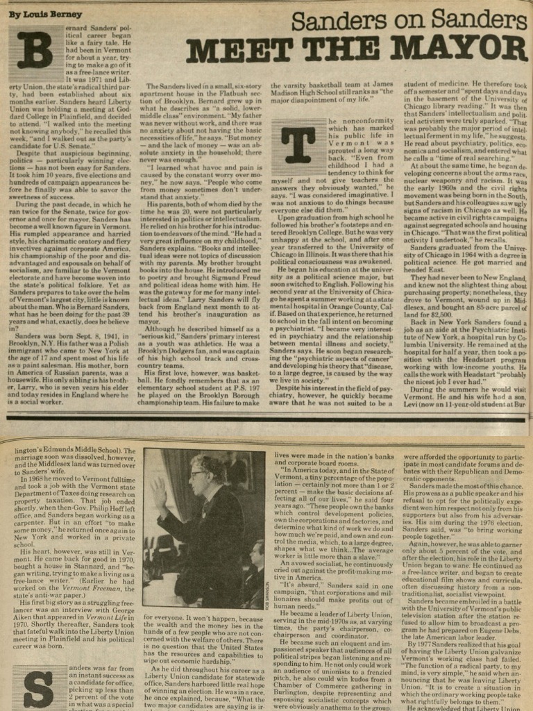 Sanders On Sanders: Meet The Mayor - Vanguard Press - Mar. 13, 1981 ...