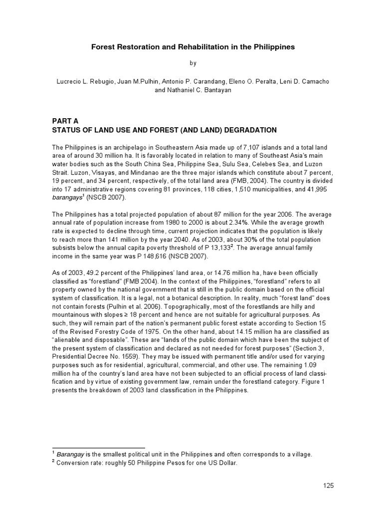 Forest Restoration in the Philippines | PDF | Deforestation | Forests