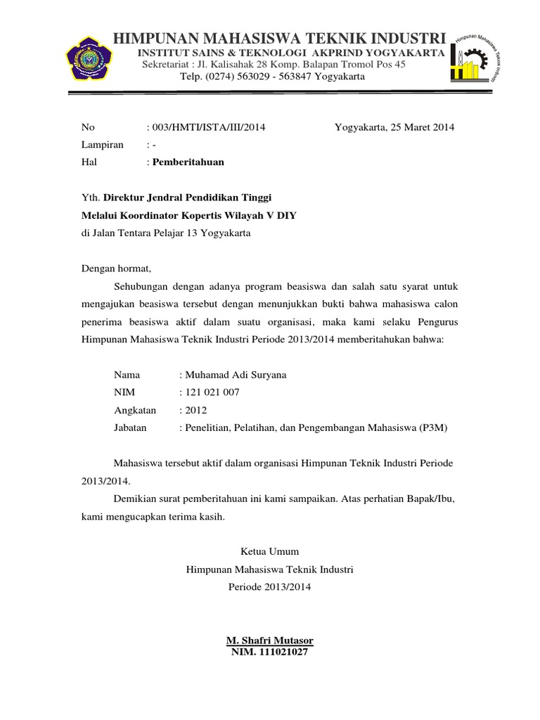 003 Surat Pemberitahuan Aktif Hmj