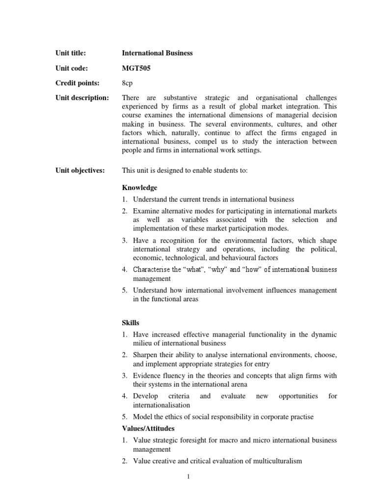 International Business Management Course | PDF | International Business ...