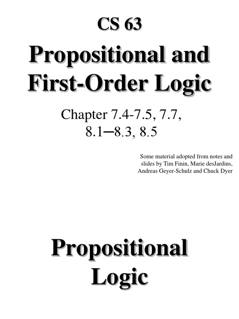 Propositional Logic Interpretation Logic First Order Logic