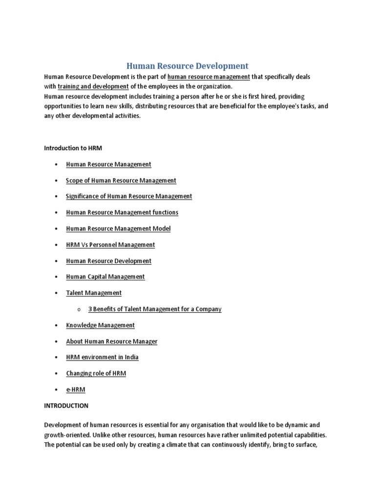 Human Resource Development | PDF | Resource | Human Resource Management