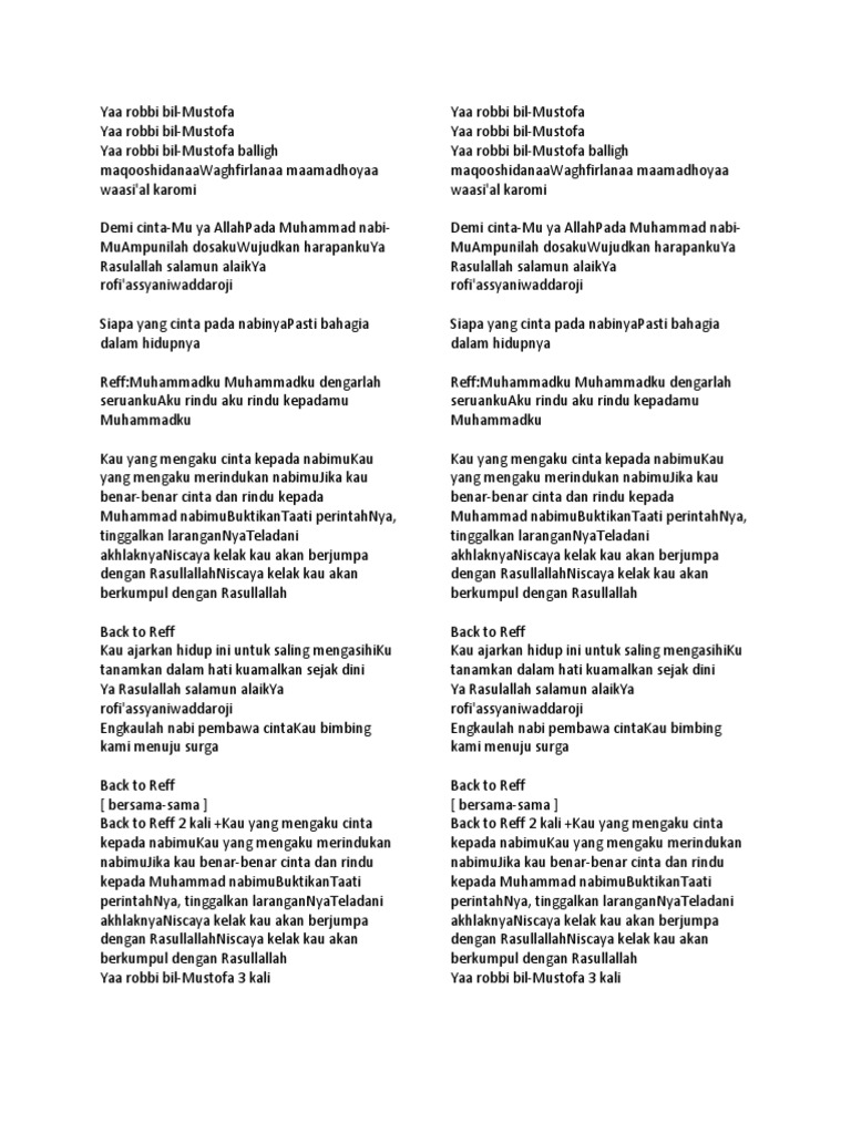 Lirik Lagu Rindu Muhammad