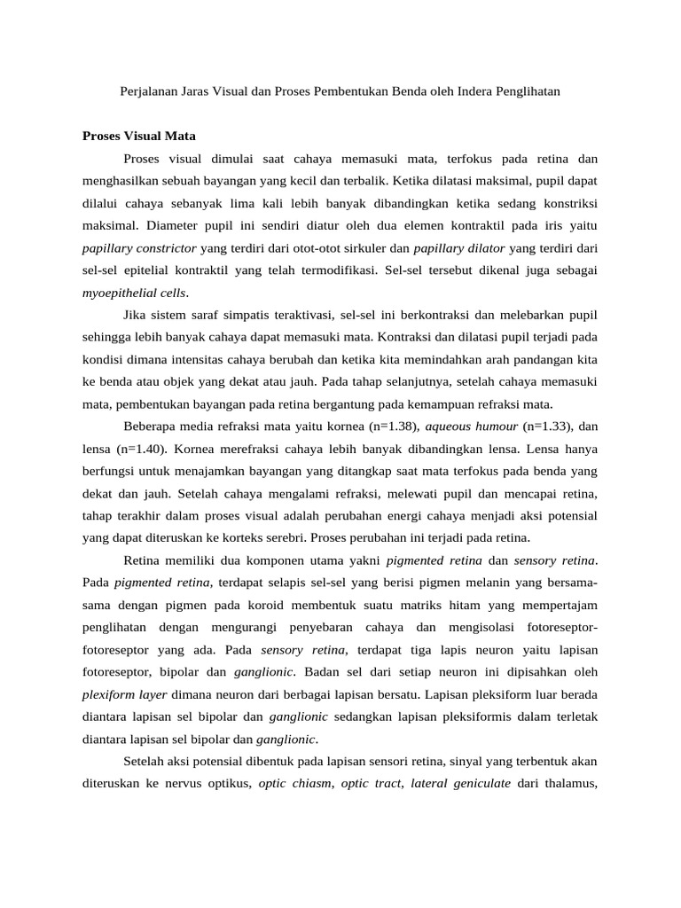 Proses dan Fisiologi Jaras Visual | PDF | Kesehatan Holistik