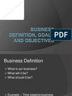 Business Definition, Goals and Objectives