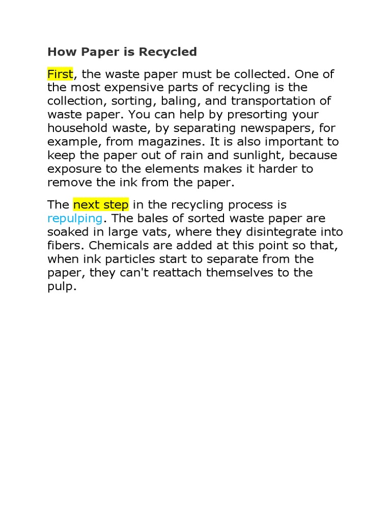 How Paper Is Recycled: Repulping | PDF