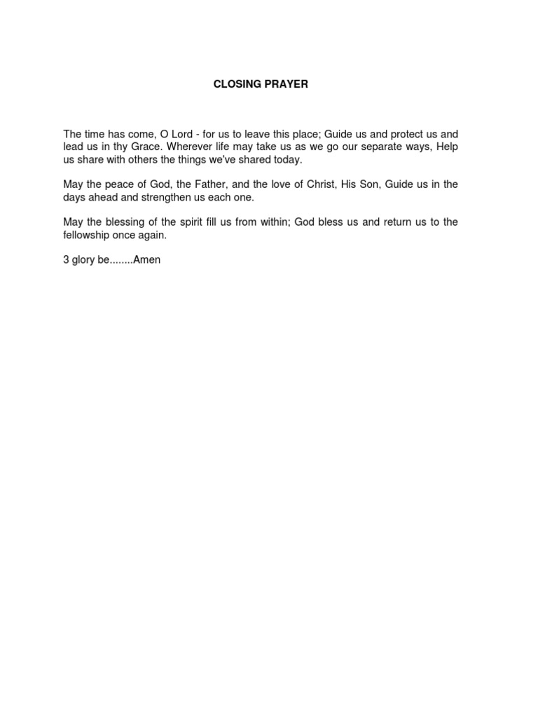 Closing Prayer Pdf Ancient Mediterranean Religions Systematic Theology