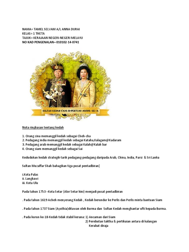 Nota Ringkasan Tentang Kedah Sejarah Pdf