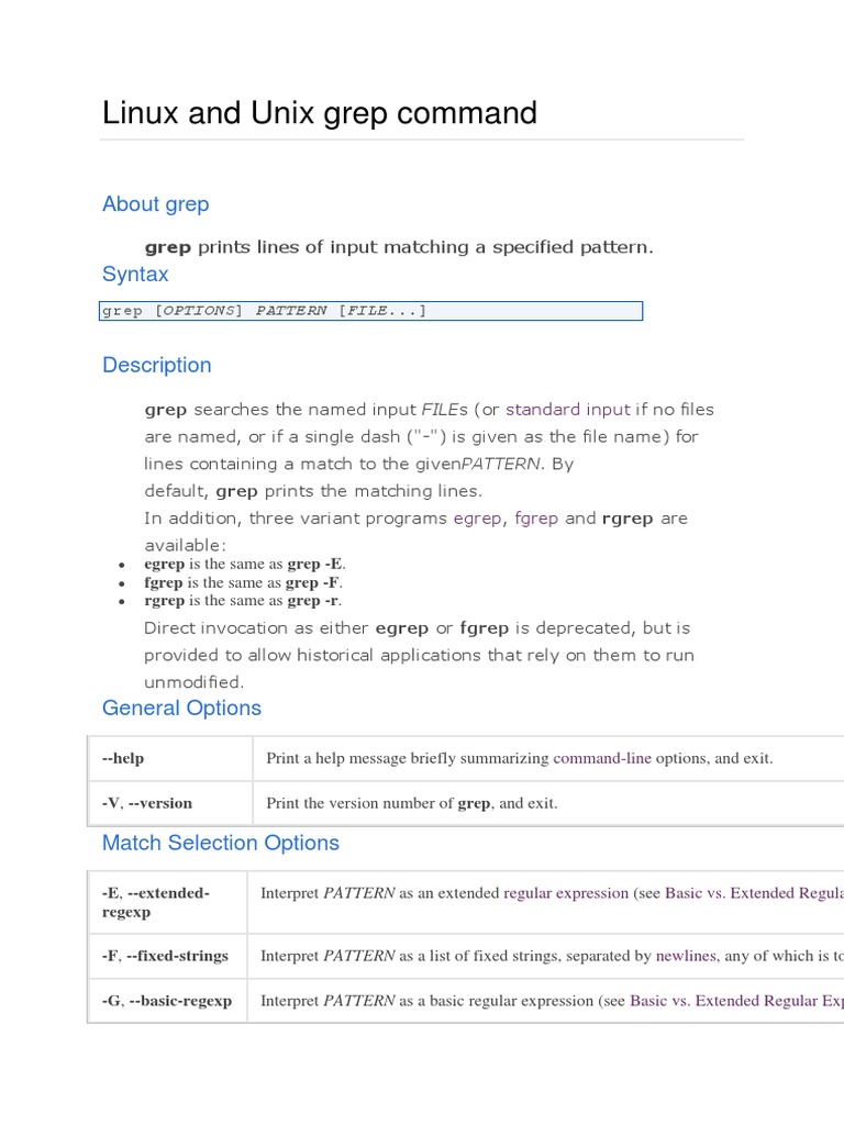 Linux And Unix Grep Command | Pdf | Regular Expression | Computer Data
