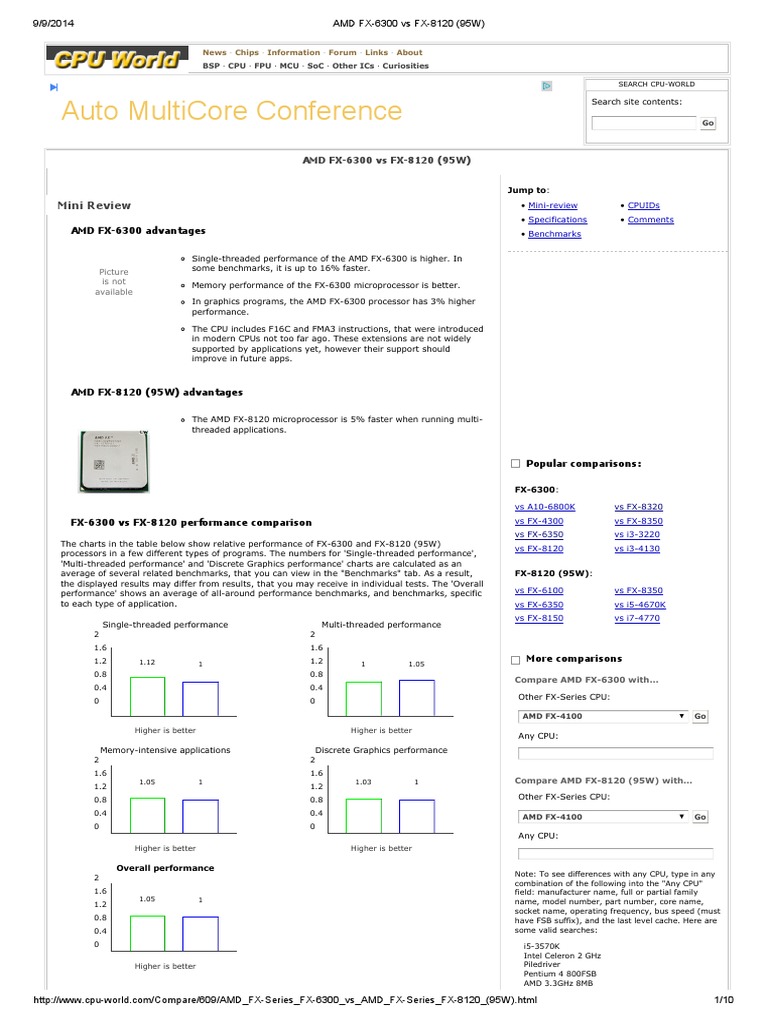 Amd Fx 6300 Vs Fx 81 95w Pdf Advanced Micro Devices Central Processing Unit