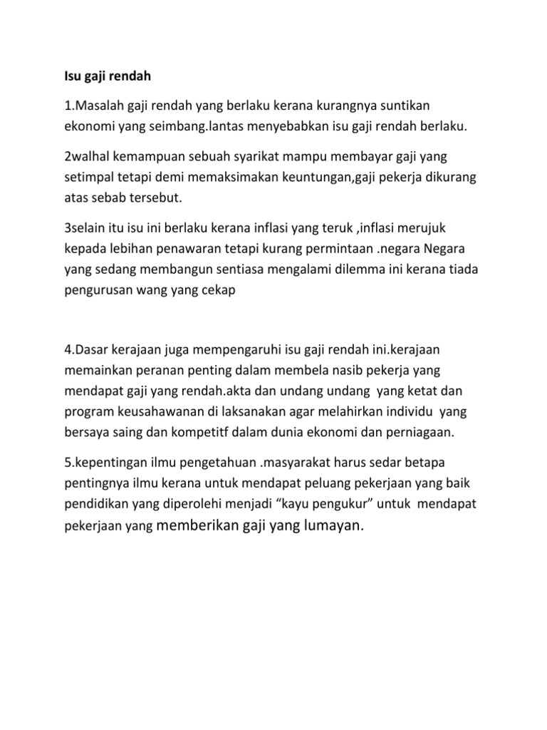 Isu Gaji Rendah Pdf