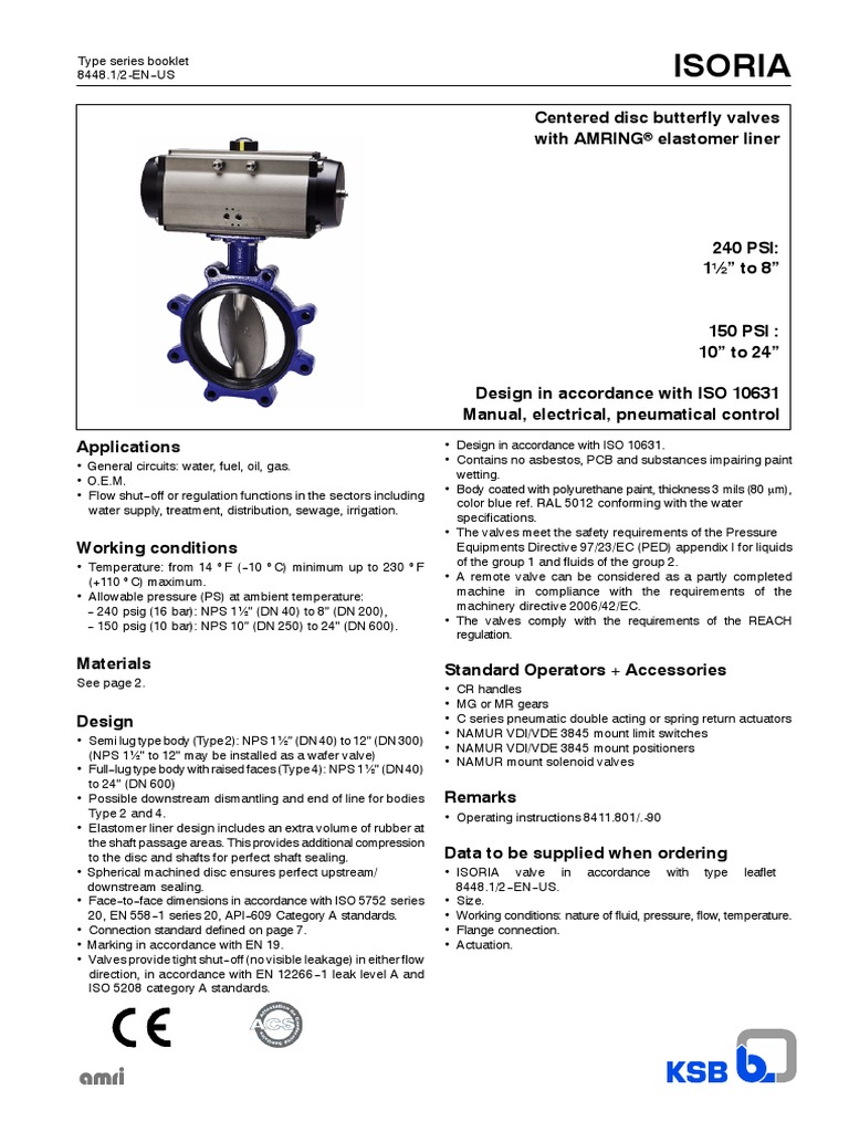 AMRI Isoria Butterfly Valve Overview | PDF | Screw | Valve