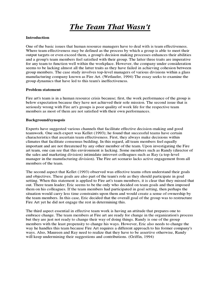 The team that wasnt essay picture