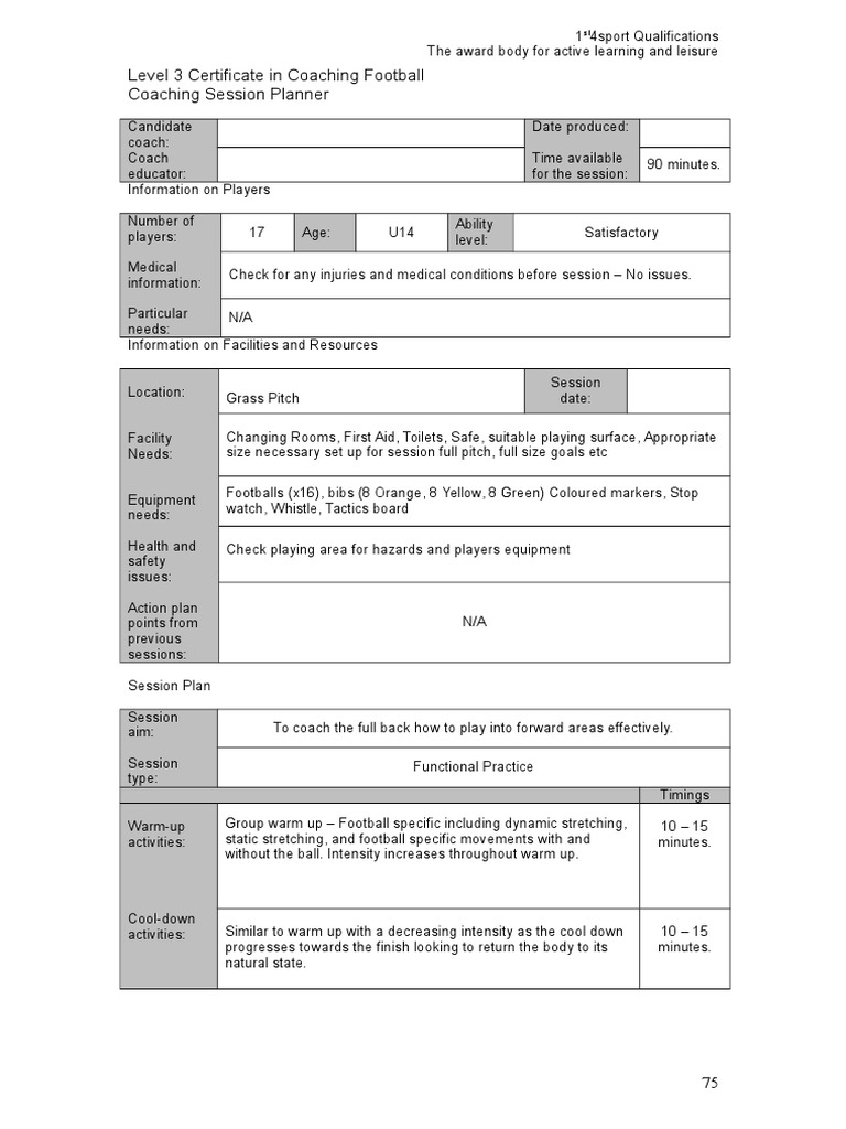 Football Session Planning Guide | PDF | Athletic Sports | Football Codes