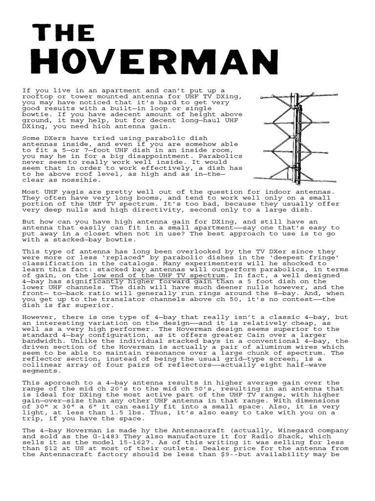 Indoor Hoverman Antenna Guide | PDF