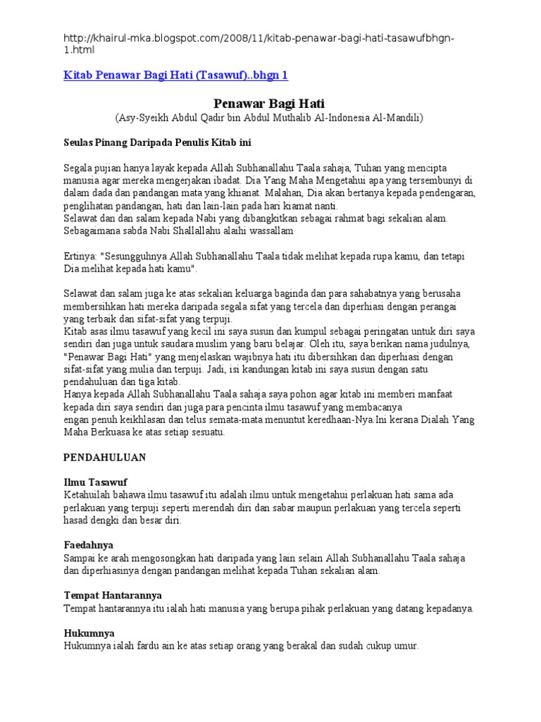 Kitab Penawar Bagi Hati Pdf