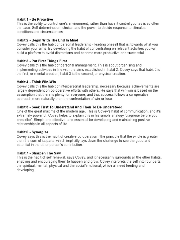 7 Habits of Highly Effective People | PDF