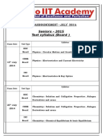 Board Test Schedule & Syllabus for July -2014