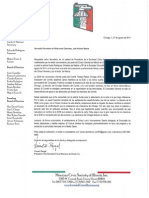 Carta redactada desde el Consulado General de México en Chicago para Vicent Rangel, presidente de la Sociedad Cívica Mexicana de Illinois