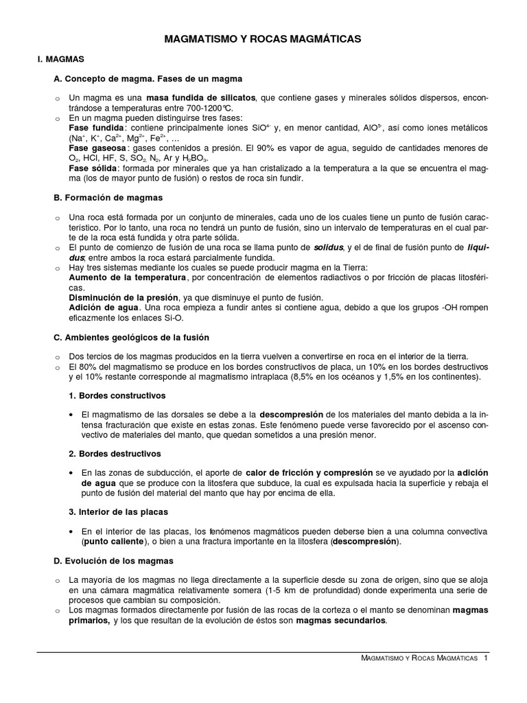 Magmatismo y Rocas Magmáticas | PDF | Magma | Roca ígnea