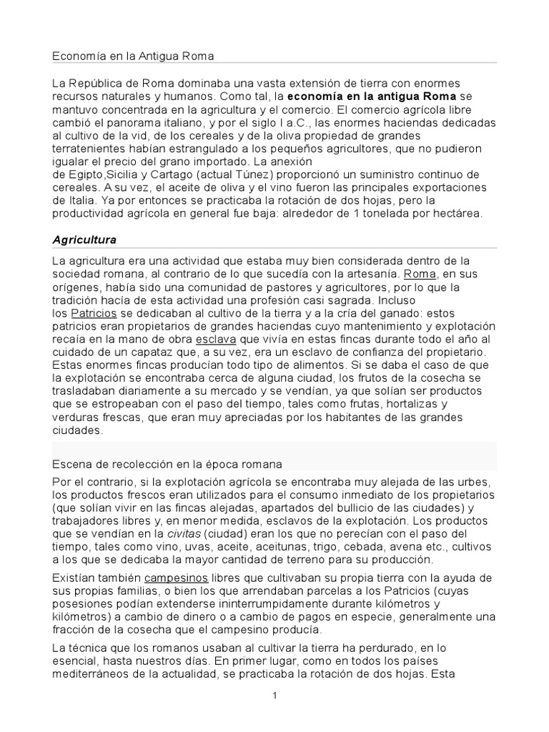 Economía en La Antigua Roma | PDF | Roma antigua | Agricultura