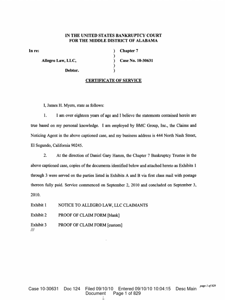 Notice to Allegro Law, LLC Claimants Regarding Claims Bar Deadline and  Filing Procedures in Chapter 7 Bankruptcy Case, PDF, Bankruptcy In The  United States