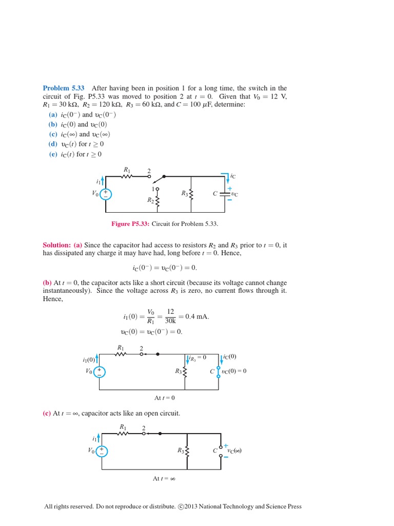 Capacitor Response in Circuit Analysis | PDF