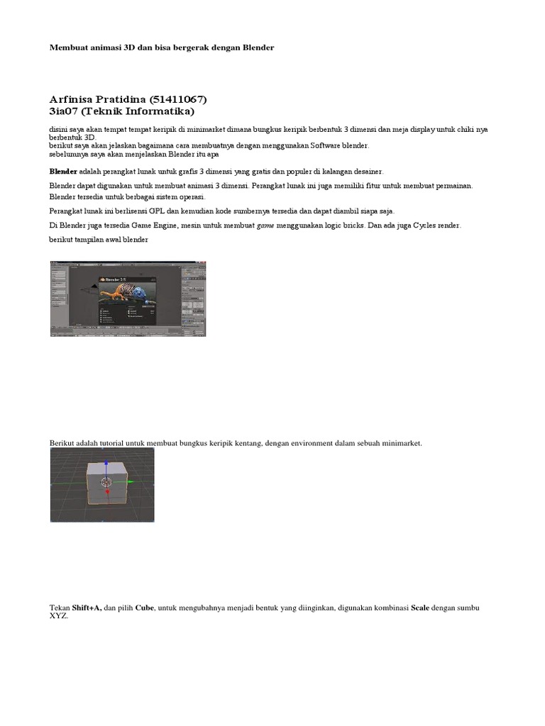 Membuat Animasi 3D Dan Bisa Bergerak Dengan Blender