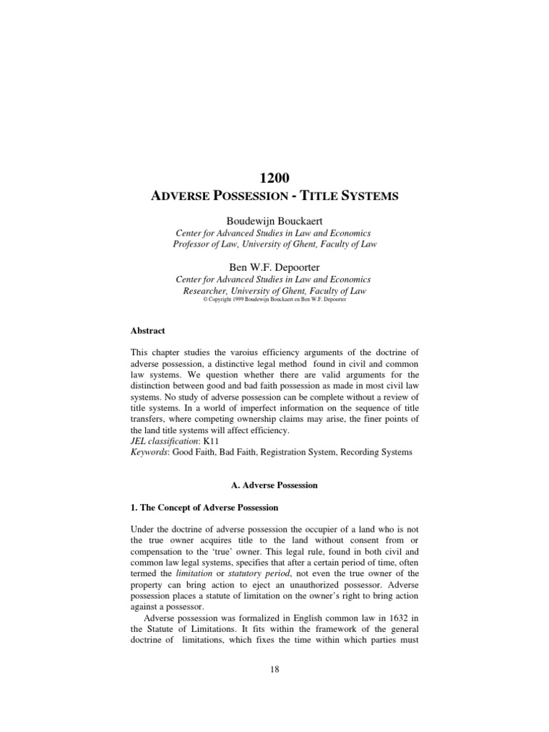 Adverse Possession Title Systems Adverse Possession Theft
